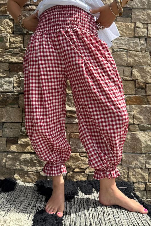 Nonni Gingham Bloomer Pant Sangria